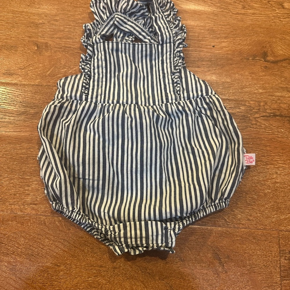 Ruffle Butts Navy and White Striped Diaper dress